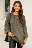 Buttoned Dropped Shoulder Sweatshirt - Trendsi - Flyclothing LLC