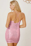 Sequin Spaghetti Strap Mini Wrap Dress - Trendsi - Flyclothing LLC