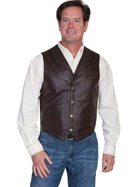 Scully BROWN SOFT TOUCH LAMB LAPEL VEST - Scully Leather - Flyclothing LLC