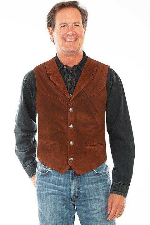 Scully CAFE BROWN LAPEL VEST - Scully Leather - Flyclothing LLC