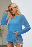 Lace-Up Slit Knit Top - Trendsi - Flyclothing LLC