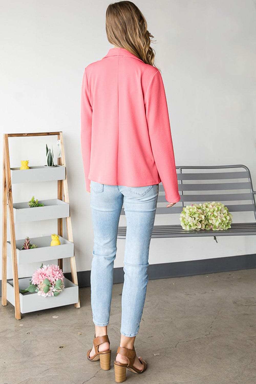 Heimish Open Front Long Sleeve Blazer - Trendsi - Flyclothing LLC