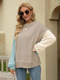 Color Block Dropped Shoulder Sweater - Trendsi - Flyclothing LLC