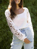 Ribbed Lace Trim Flounce Sleeve Knit Top - Trendsi - Flyclothing LLC