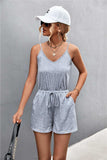 Spaghetti Strap V-Neck Pocket Romper - Trendsi - Flyclothing LLC