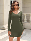 Round Neck Long Sleeve Mini Dress - Trendsi - Flyclothing LLC