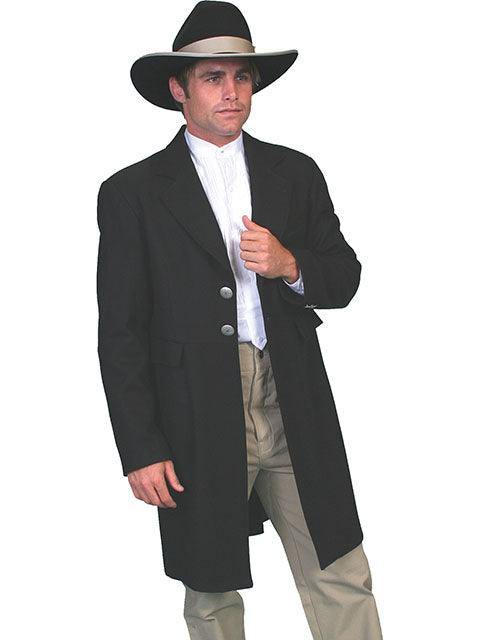 Scully Leather Black Wool Blend Frock Coat