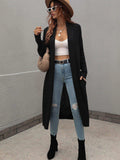 Waffle Knit Open Front Duster Cardigan With Pockets - Trendsi - Flyclothing LLC