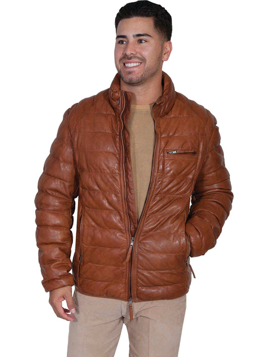 Scully COGNAC SOFT LAMB RIBBED LEATHER JACKET - Scully Leather - Flyclothing LLC