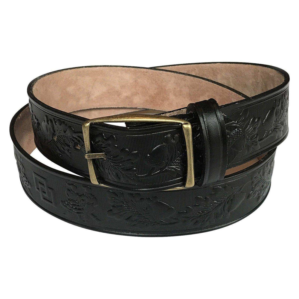 Square Dancer Pattern Genuine Leather Western Belt in Black - Rockmount Clothing - Flyclothing LLC