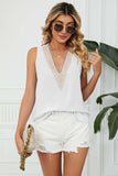 Contrast Trim Plunge Sleeveless Blouse - Trendsi - Flyclothing LLC