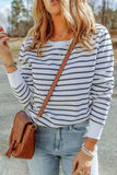 Striped Long Sleeve Round Neck Top - Trendsi - Flyclothing LLC