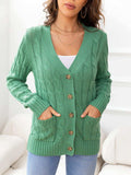 Button Down Cable-Knit Cardigan - Trendsi - Flyclothing LLC