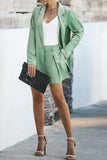 Longline Blazer and Shorts Set with Pockets - Trendsi - Flyclothing LLC