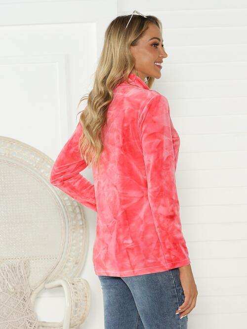 Tie-Dye Half Button Long Sleeve T-Shirt - Trendsi - Flyclothing LLC