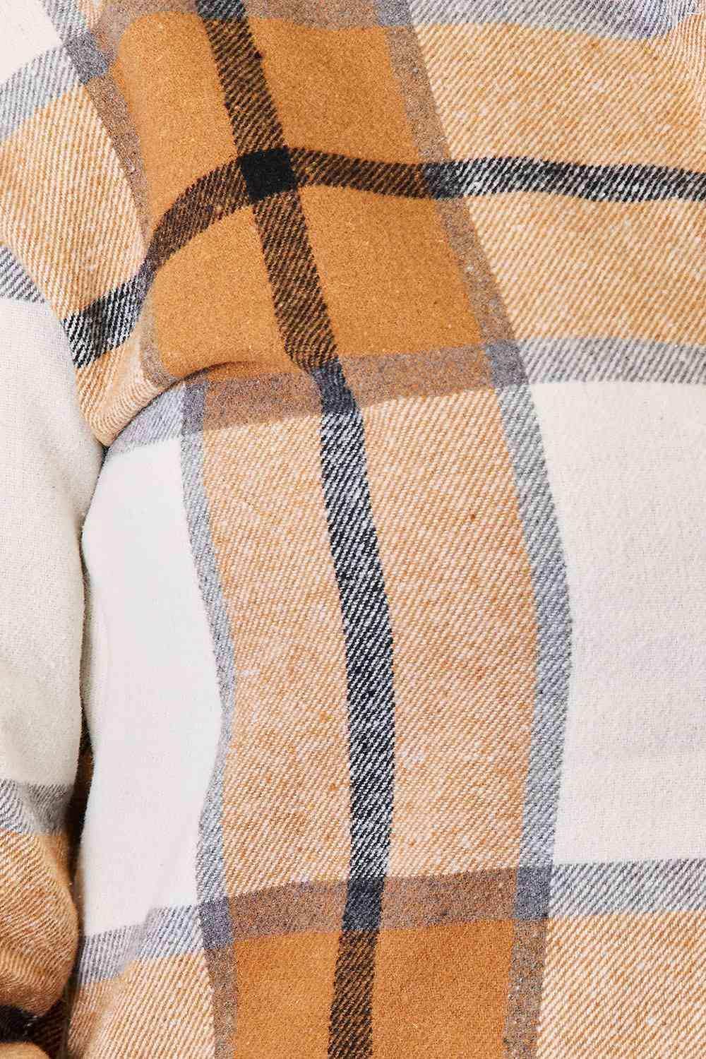 Double Take Plaid Print Dropped Shoulder Shirt - Trendsi - Flyclothing LLC