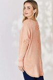 Zenana Oversized Washed Waffle Long Sleeve Top - Trendsi - Flyclothing LLC