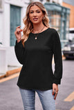Round Neck Long Sleeve Tee - Trendsi - Flyclothing LLC