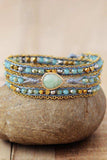 Handmade Teardrop Shape Triple Layer Beaded Bracelet - Trendsi - Flyclothing LLC