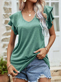 Layered Flutter Sleeve V-Neck Top - Trendsi - Flyclothing LLC