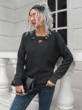 Dropped Shoulder Button Detail Sweater - Trendsi - Flyclothing LLC