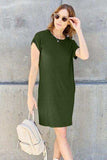 Basic Bae Full Size Round Neck Short Sleeve Dress with Pockets - Trendsi - Flyclothing LLC