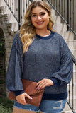 Plus Size Waffle-Knit Round Neck Dropped Shoulder Sweater - Trendsi - Flyclothing LLC