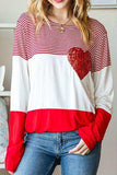 Striped Heart Sequin Long Sleeve T-Shirt - Trendsi - Flyclothing LLC