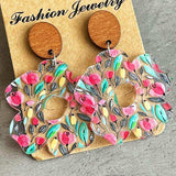 Flower Shape Acrylic Dangle Earrings - Trendsi - Flyclothing LLC