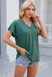 V-Neck Short Sleeve T-Shirt - Trendsi - Flyclothing LLC