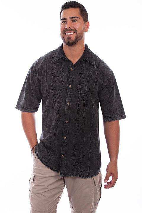 Scully BLACK DISTRESSED MENS TRAC SHIRT - Scully Leather - Flyclothing LLC