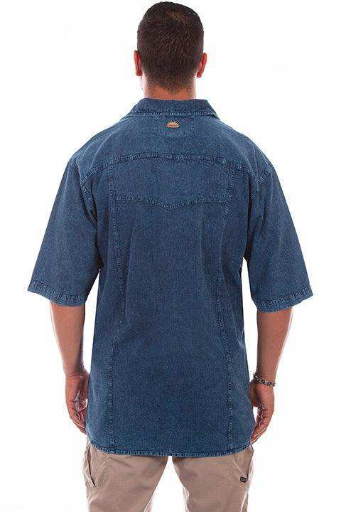 Scully DENIM DISTRESSED MENS TRAC SHIRT - Scully Leather - Flyclothing LLC