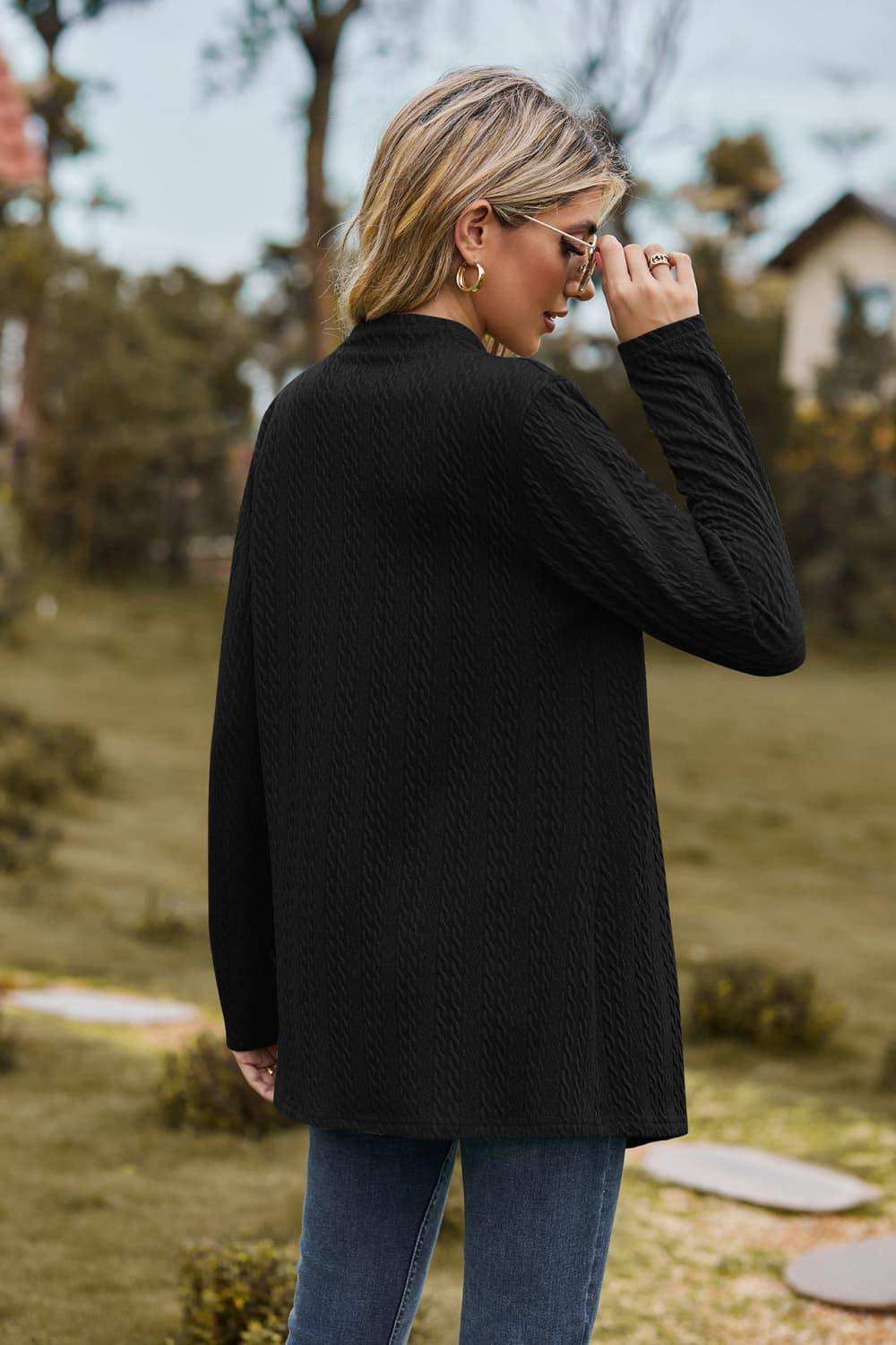 Open Front Long Sleeve Cardigan - Trendsi - Flyclothing LLC