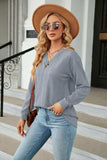 Decorative Button V-Neck Long Sleeve T-Shirt - Trendsi - Flyclothing LLC