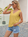 Cutout V-Neck Tank Top - Trendsi - Flyclothing LLC