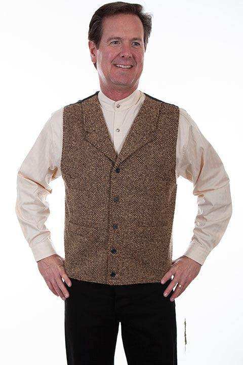Scully BROWN HERRINGBONE PILE VEST - Scully Leather - Flyclothing LLC