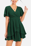 Surplice Neck Flutter Sleeve Dress - Trendsi - Flyclothing LLC