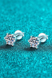 1 Carat Moissanite Rhodium-Plated Stud Earrings - Trendsi - Flyclothing LLC
