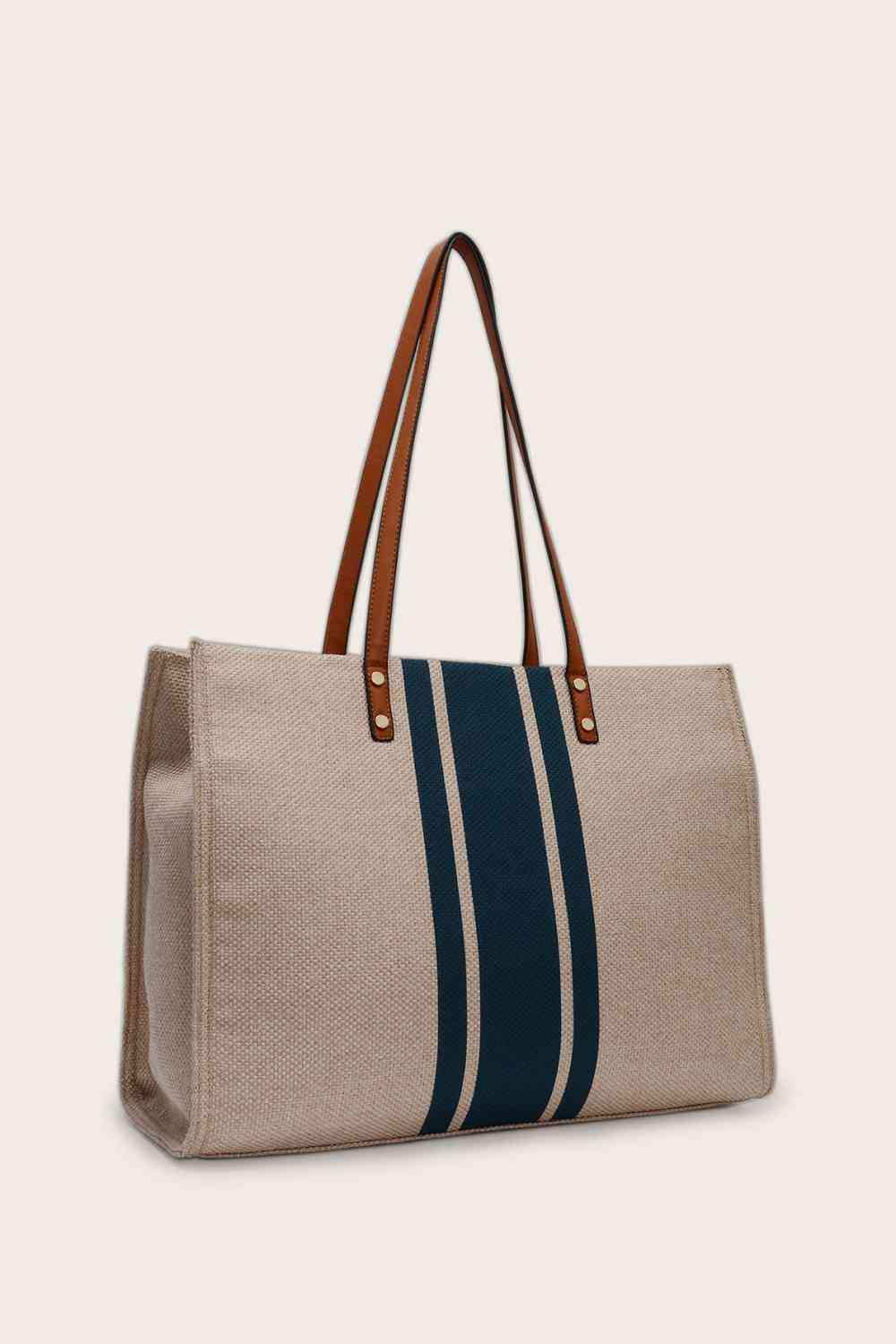 Striped Tote Bag - Trendsi - Flyclothing LLC