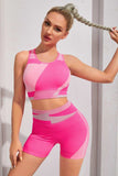 Color Block Sports Bra and Shorts Set - Trendsi - Flyclothing LLC