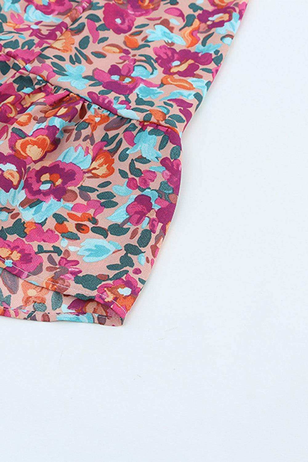 Floral Smocked V-Neck Flounce Sleeve Dress - Trendsi - Flyclothing LLC