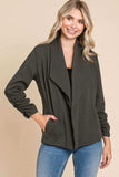 Culture Code Full Size Ruched Open Front Long Sleeve Jacket - Trendsi - Flyclothing LLC