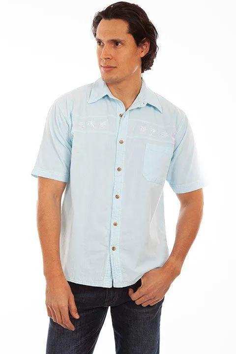 Scully AQUA SKY LONGBOAT KEY EMBROIDERED SHIRT - Scully Leather - Flyclothing LLC