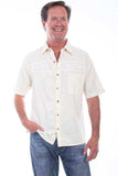 Scully IVORY DISTRESSED LONGBOAT KEY EMBROIDERED SHIRT - Scully Leather - Flyclothing LLC