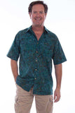 Scully DEEP SEA MEN'S S/S TEAL LEAF BATIK SHIRT - Scully Leather - Flyclothing LLC