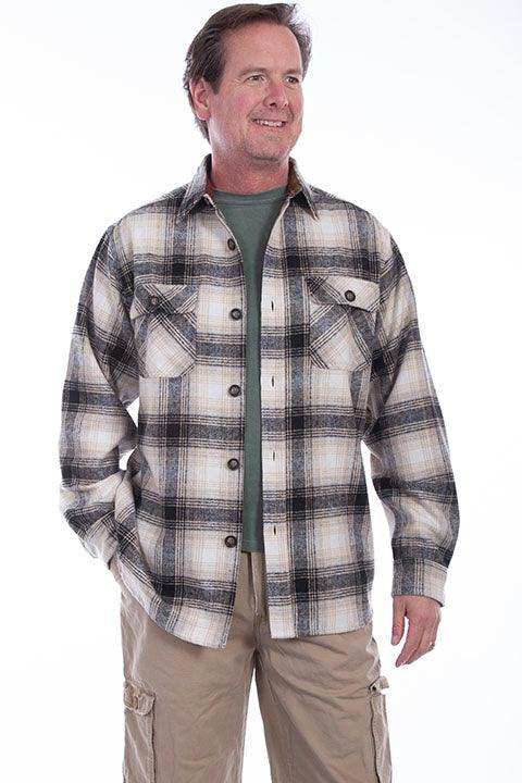 Scully BLACK-WHITE SHIRT-JACKET BRAWNY FLANNEL - Scully Leather - Flyclothing LLC