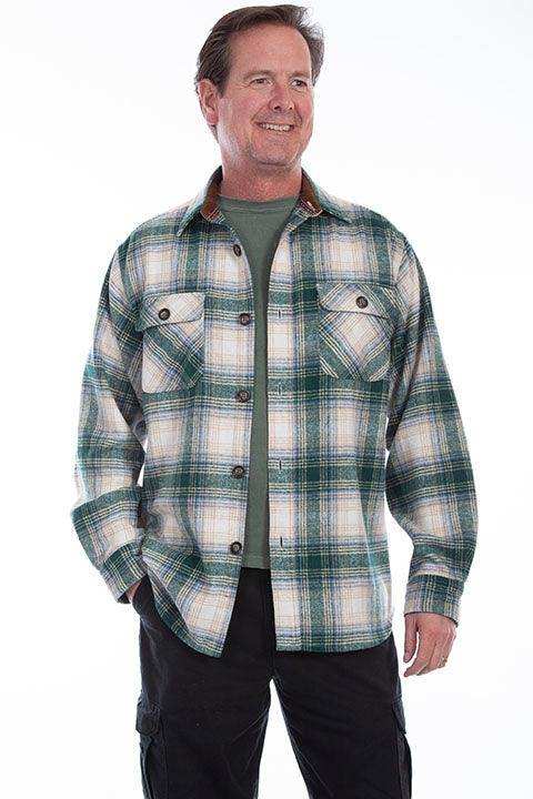 Scully GREEN-WHITE SHIRT-JACKET BRAWNY FLANNEL - Scully Leather - Flyclothing LLC
