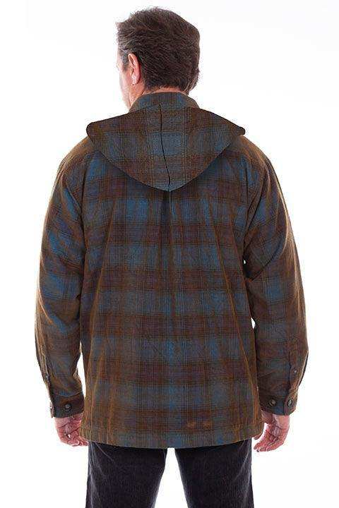 Scully BLUE-BROWN Y/D SHERPA LINED CORDUROY HOODY - Scully Leather - Flyclothing LLC