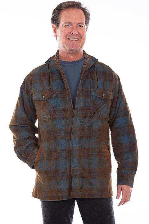 Scully BLUE-BROWN Y/D SHERPA LINED CORDUROY HOODY - Scully Leather - Flyclothing LLC