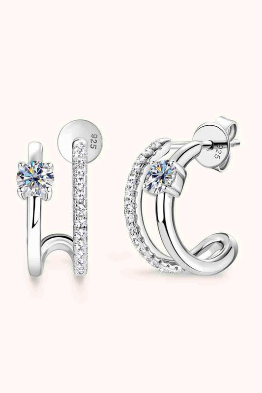 Moissanite 925 Sterling Silver C-Hoop Earrings - Trendsi - Flyclothing LLC